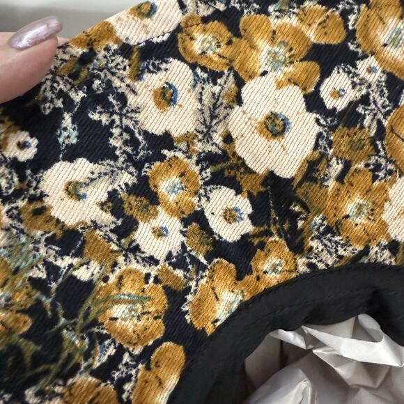 Anthropologie Corduroy Floral Print Bucket Hat Wide Wired Brim Sun Boho NWT - Picture 4 of 9